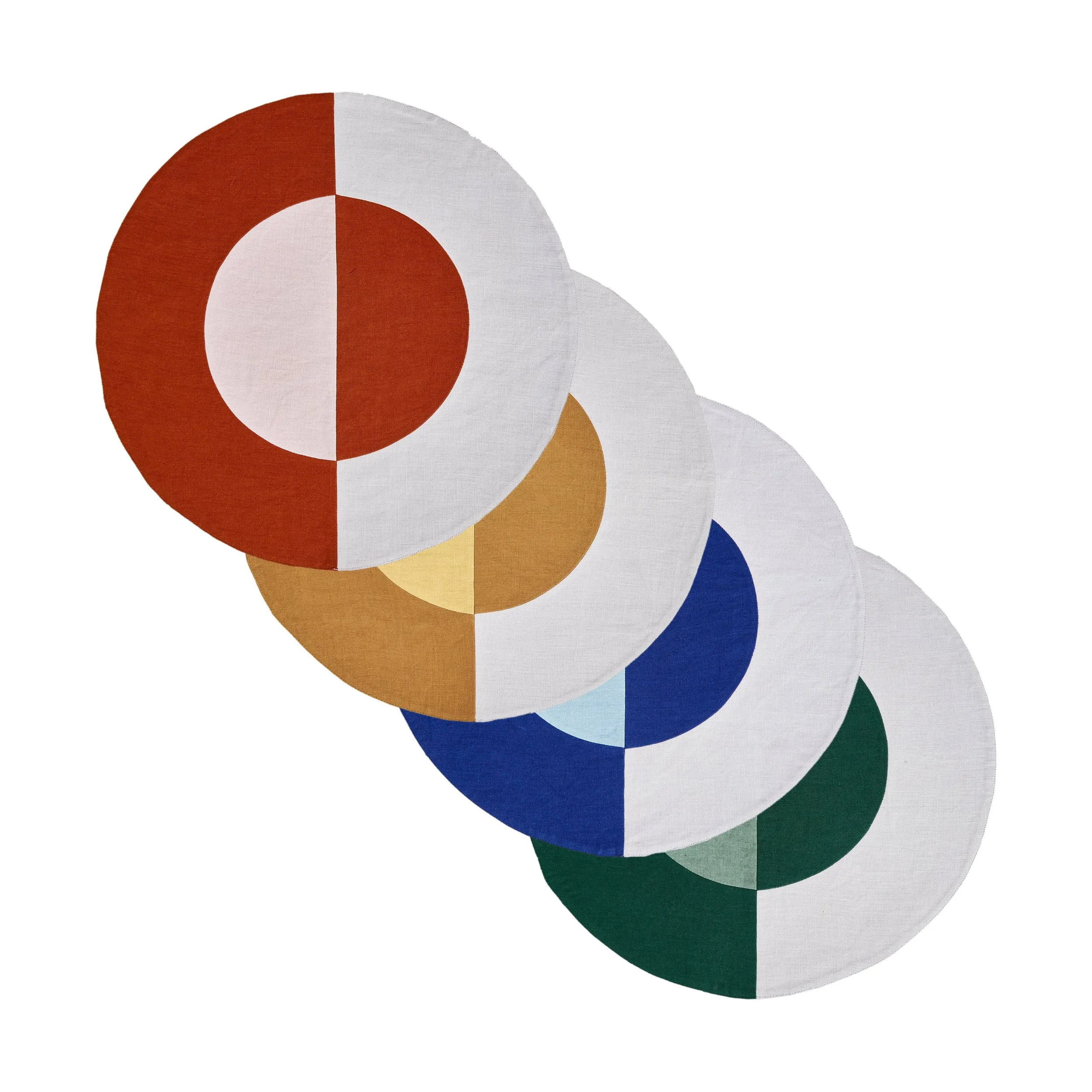 Bauhaus Embroidered Linen Round Placemat (Set of 4)