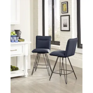 Demi Hairpin Leg Swivel Counter Stool in Cobalt Modus