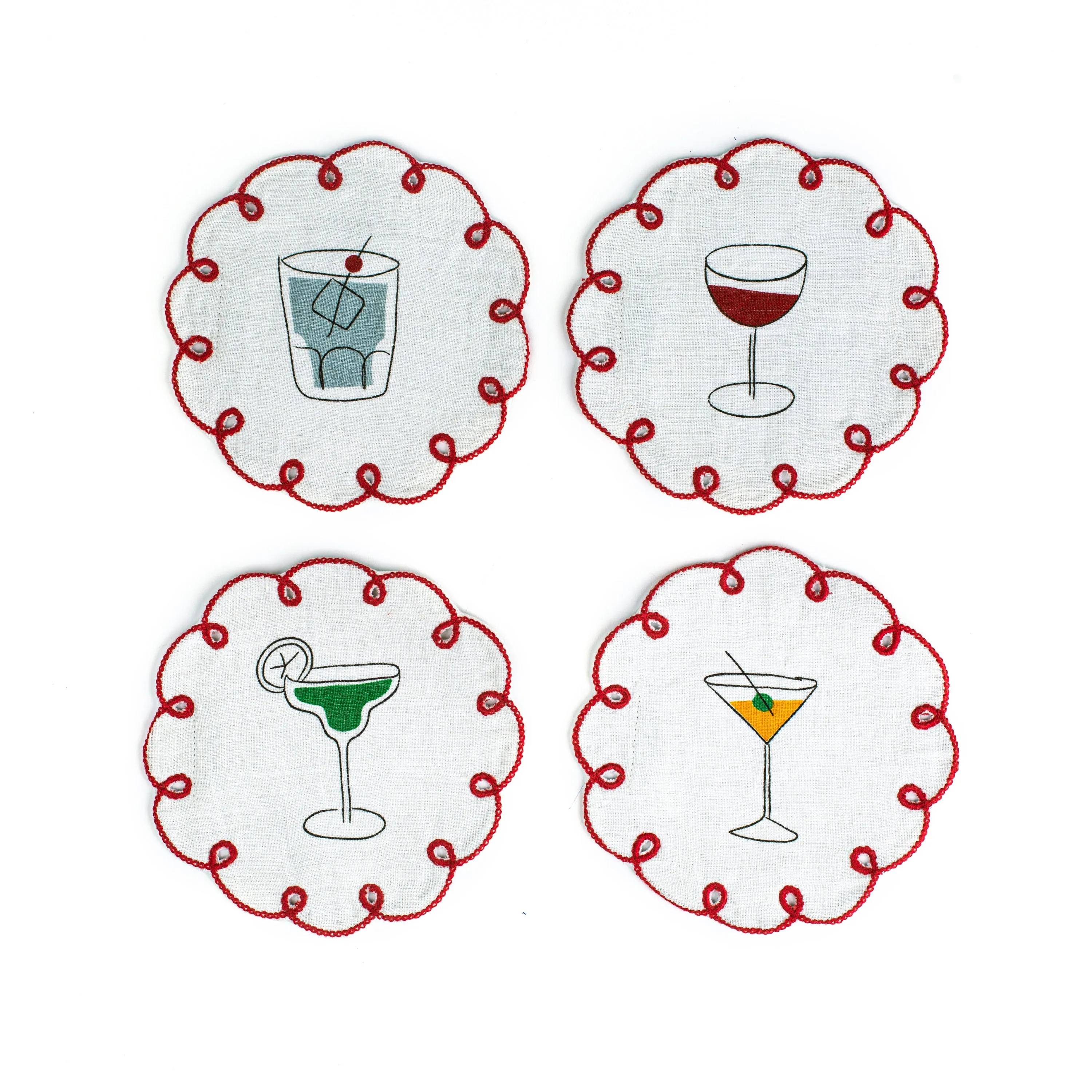 Fte Embroidered Linen Coaster (Set of 4)