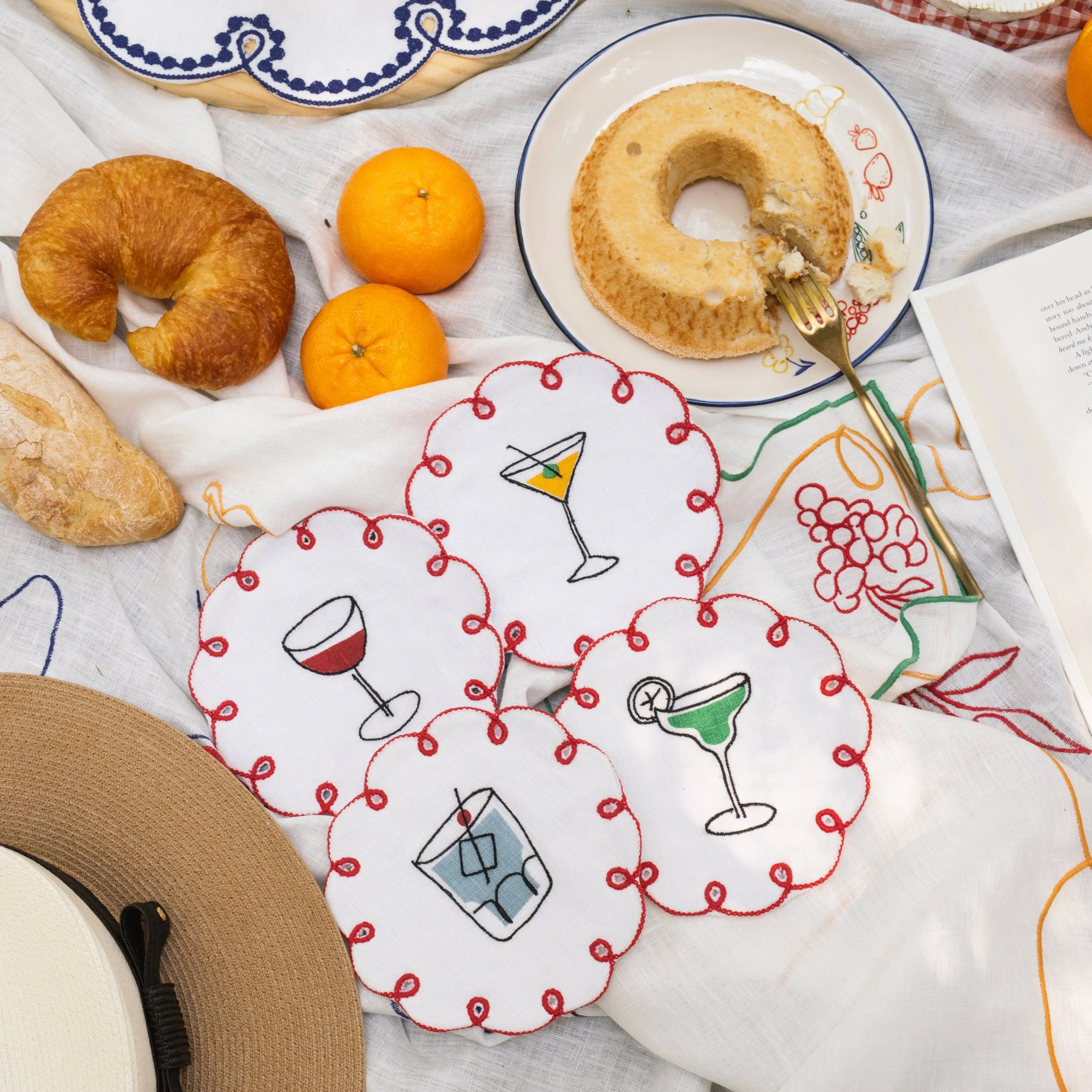 Fte Embroidered Linen Coaster (Set of 4)