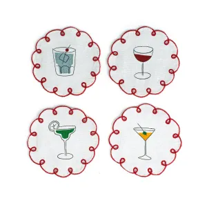 Fte Embroidered Linen Coaster (Set of 4)