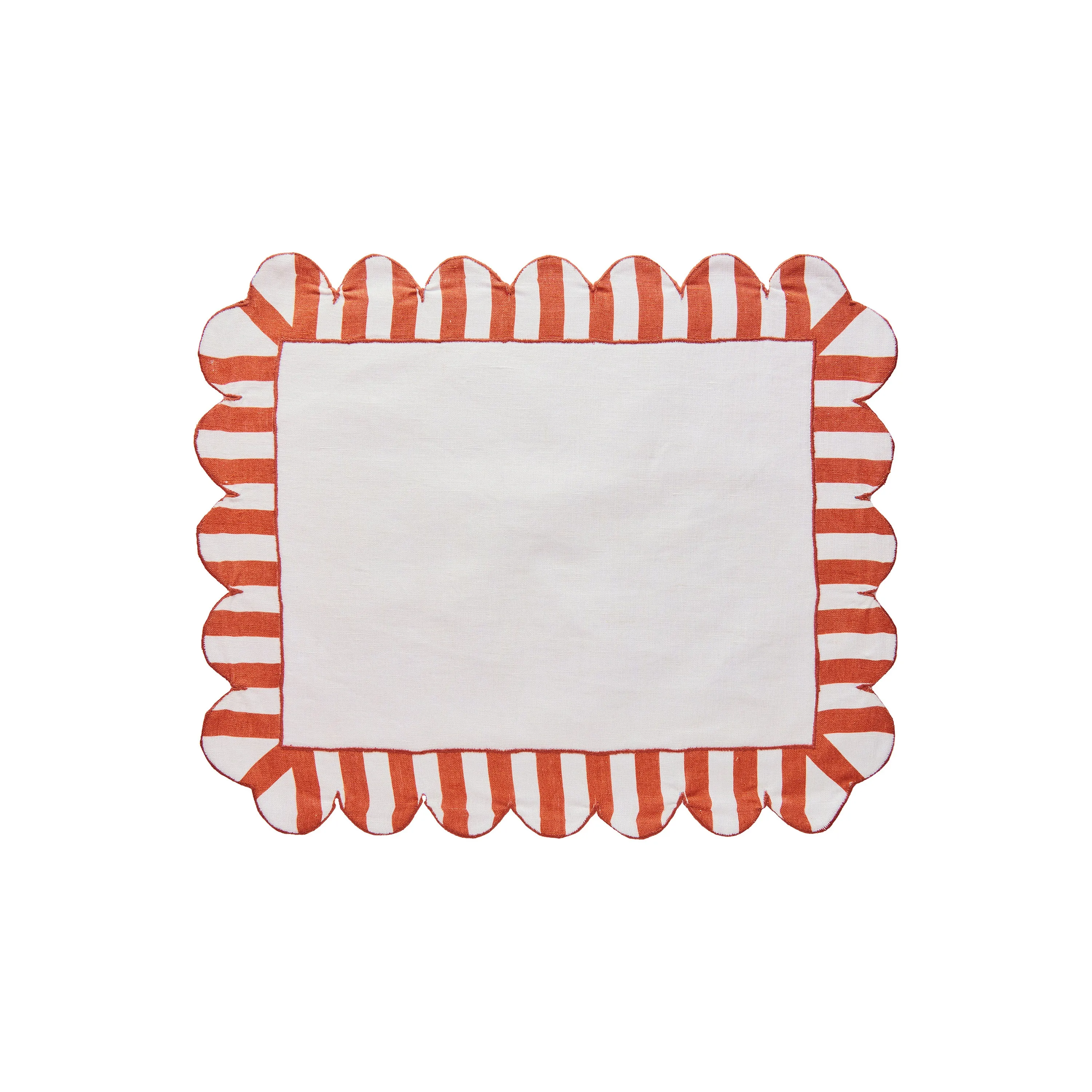 Jardin Embroidered Linen Scalloped Stripe Placemat (Set of 4)