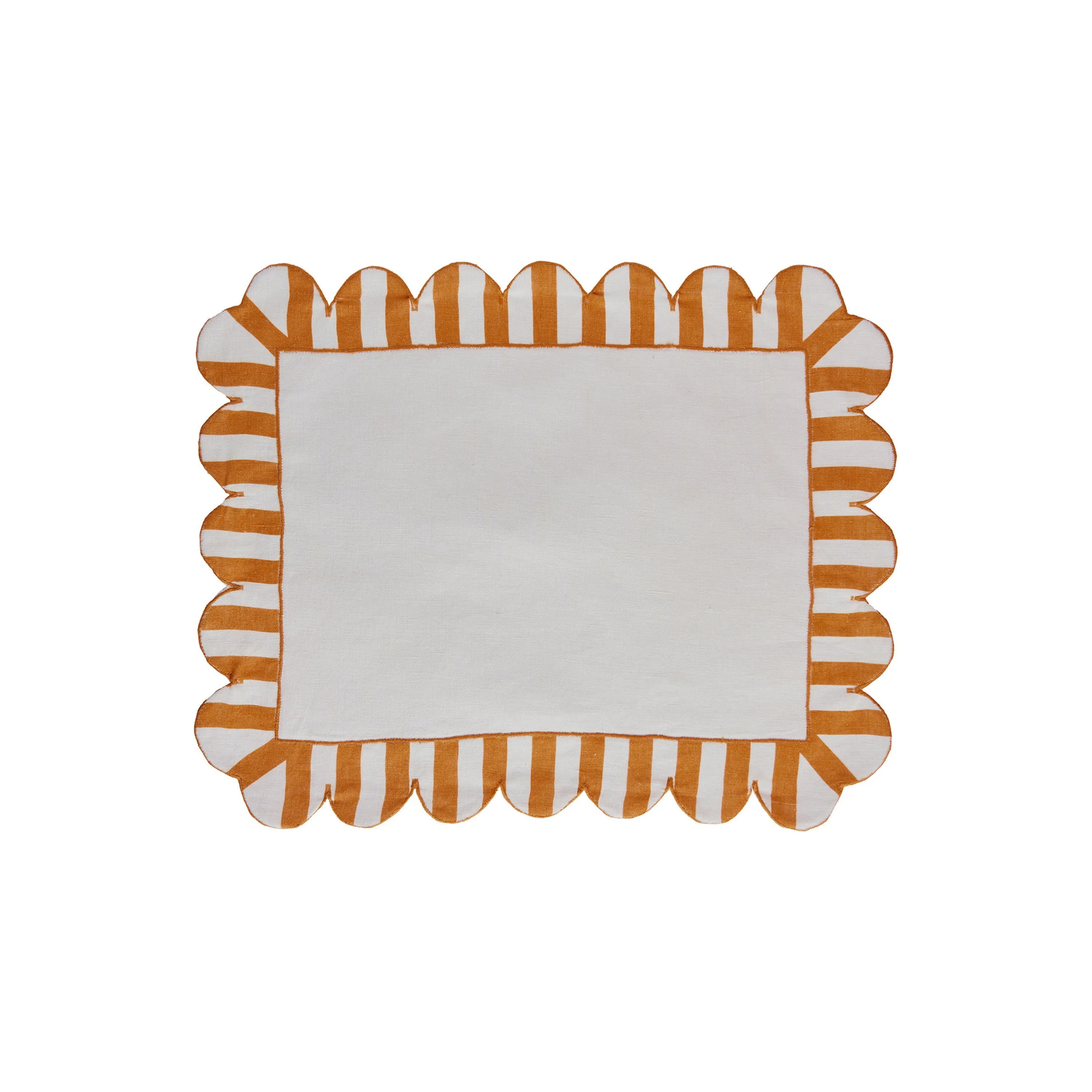 Jardin Embroidered Linen Scalloped Stripe Placemat (Set of 4)