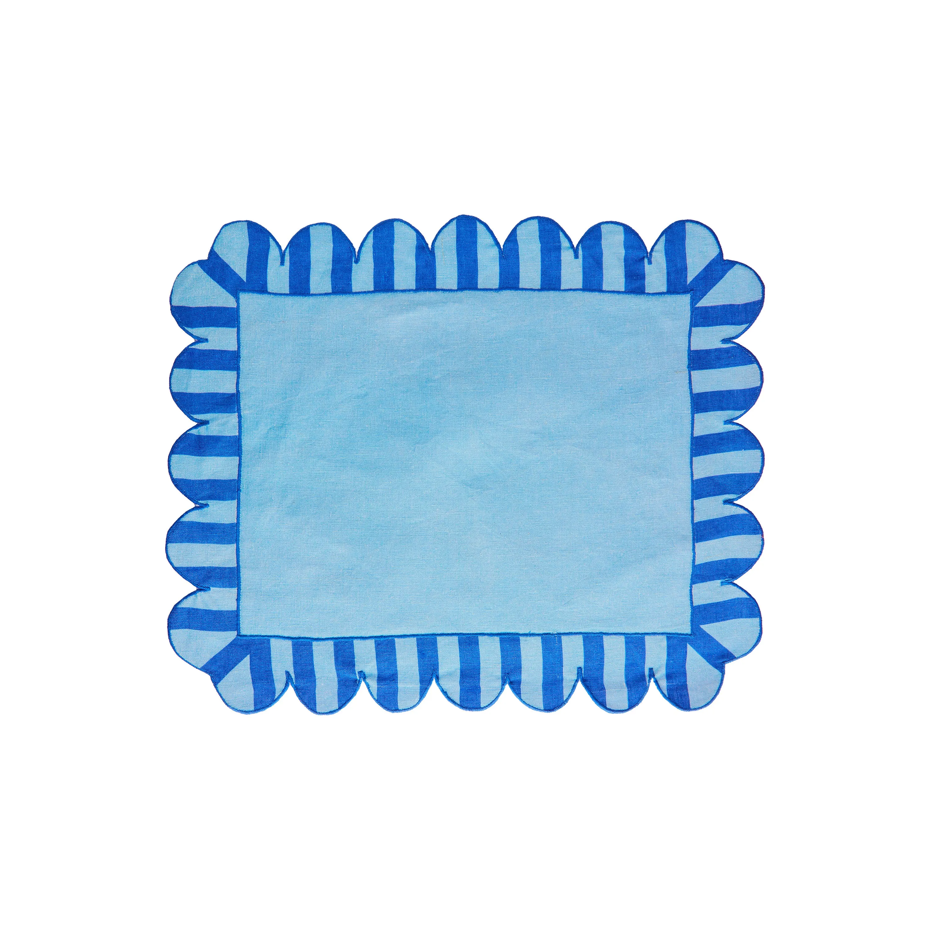 Jardin Embroidered Linen Scalloped Stripe Placemat (Set of 4)