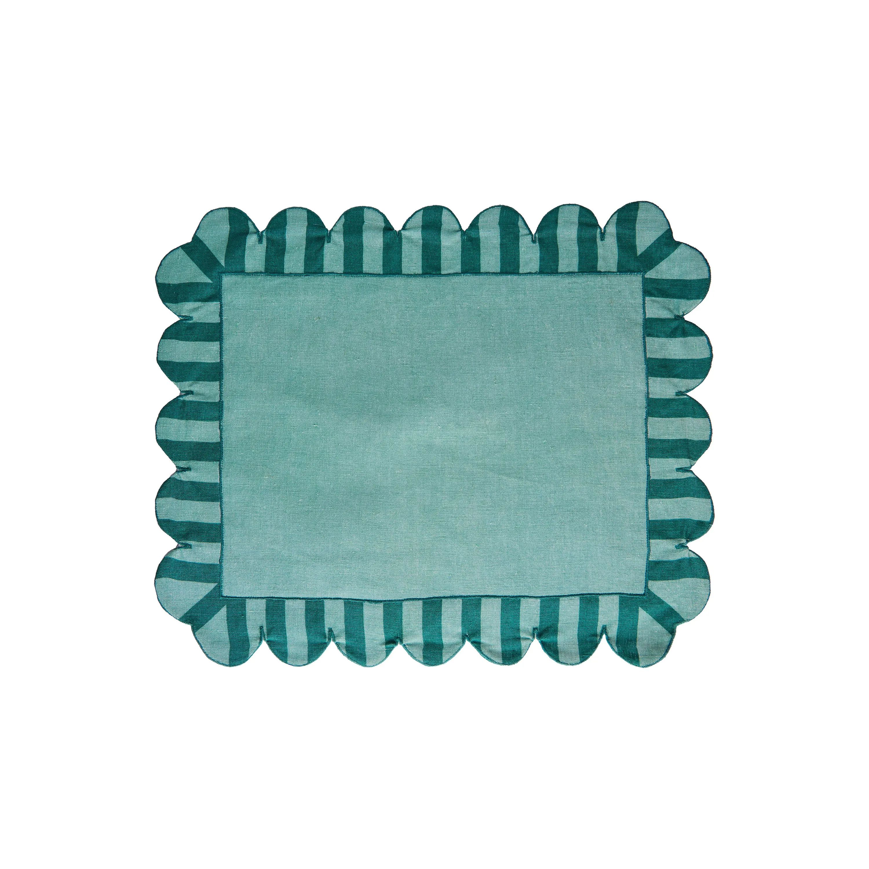 Jardin Embroidered Linen Scalloped Stripe Placemat (Set of 4)