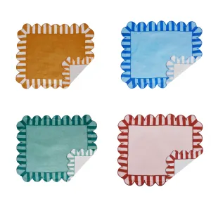 Jardin Embroidered Scalloped Stripe Double-Sided Placemat (Set of 4)