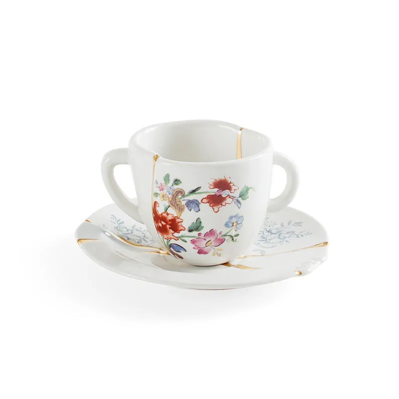 Kintsugi Coffee Cup with Saucer