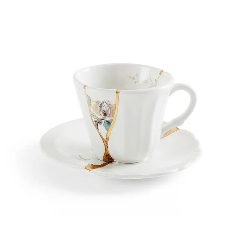 Kintsugi Coffee Cup with Saucer