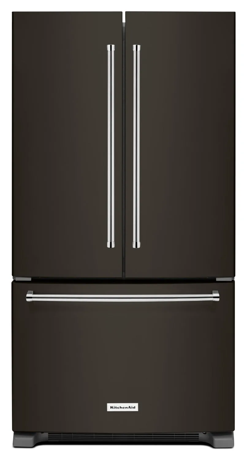 KitchenAid Black Stainless Steel French Door Refrigerator (25.2 Cu. Ft.) - KRFF305EBS