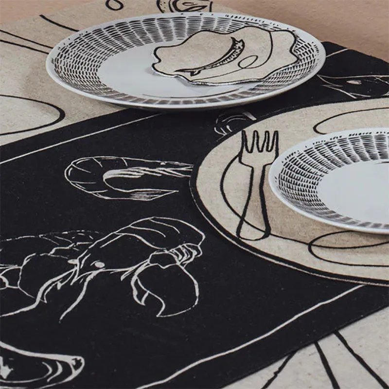 Line Drawing Linen Table Runner