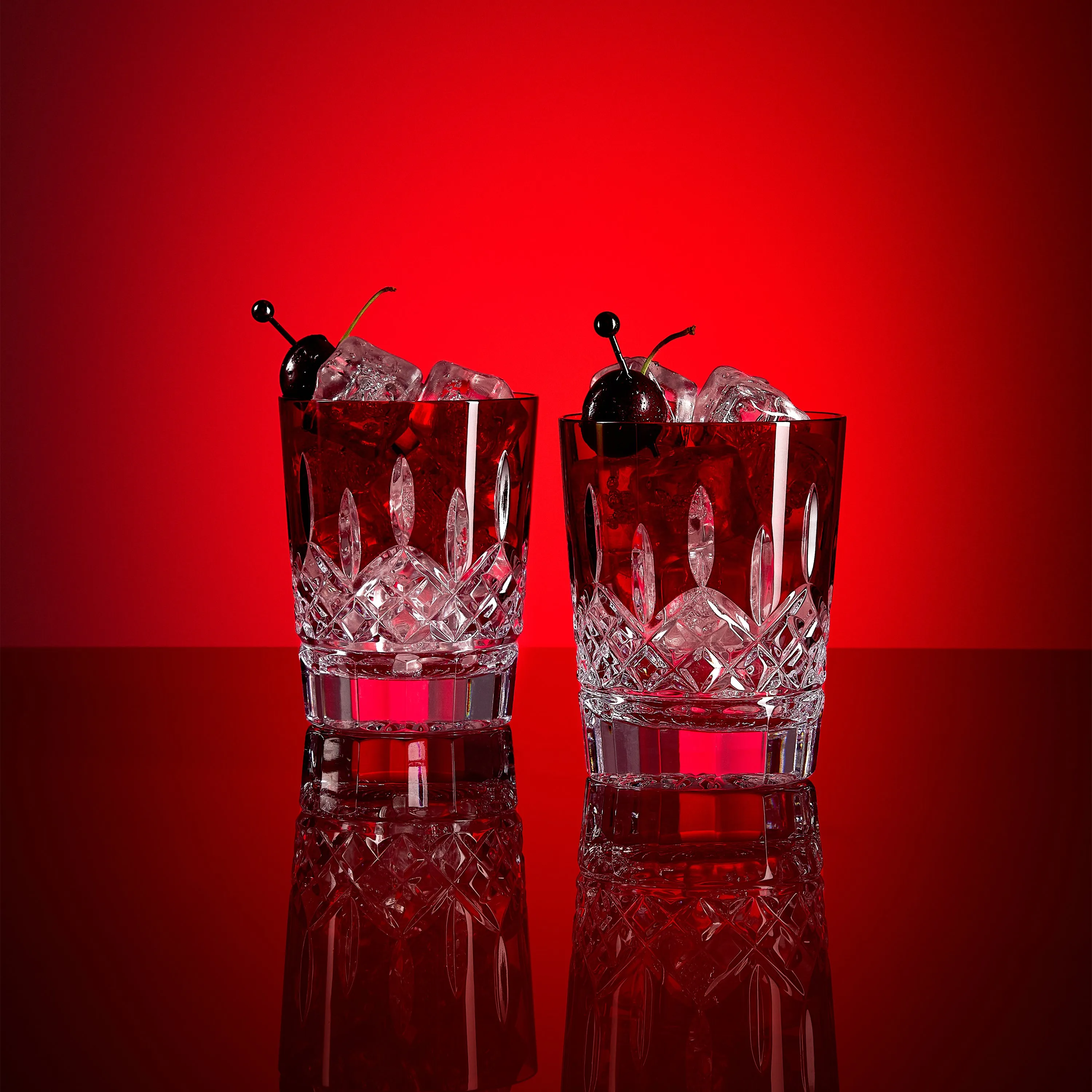 Lismore Red Double Old Fashioned Glass (Set of 2)