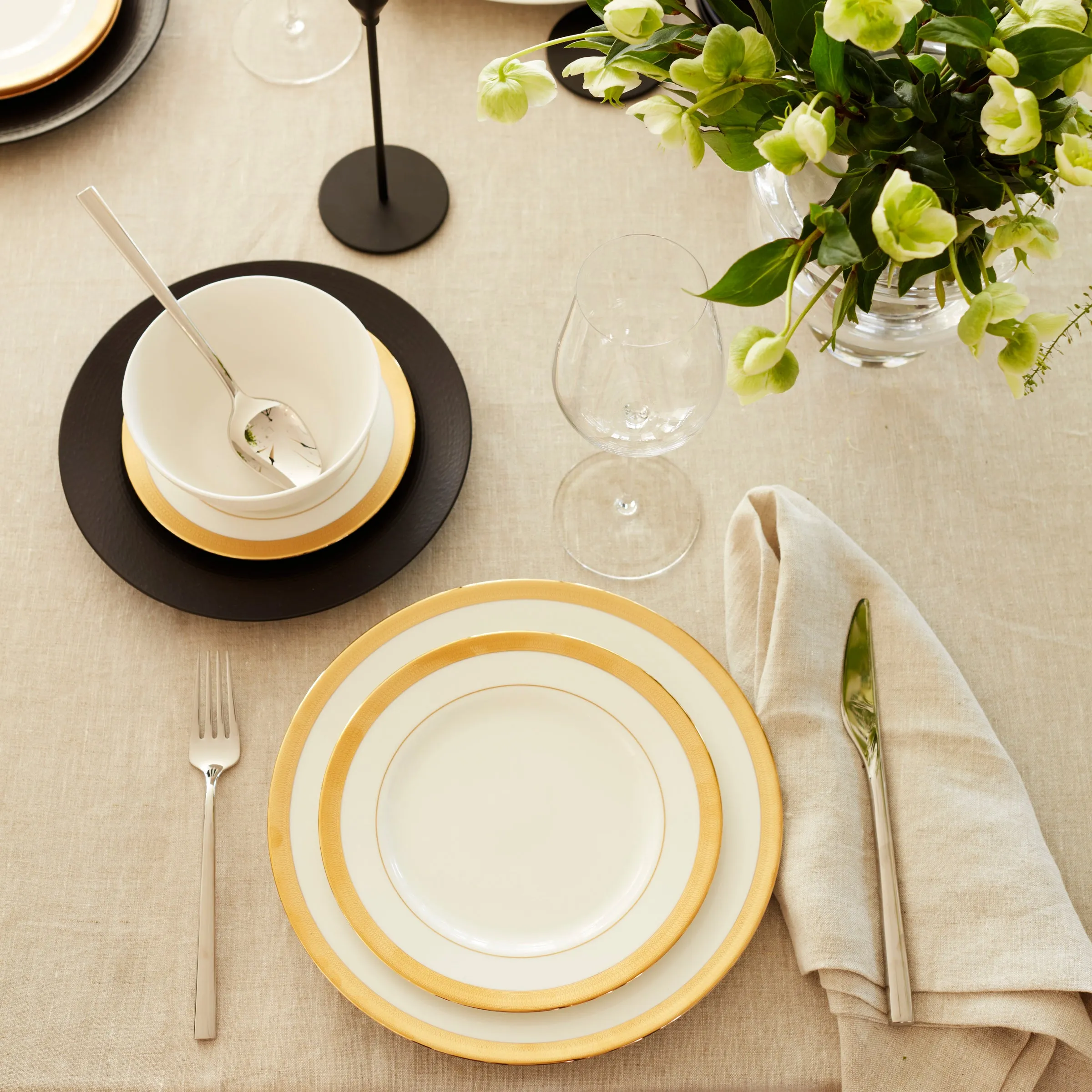 LX Collective Black 12-Piece Dinnerware Set