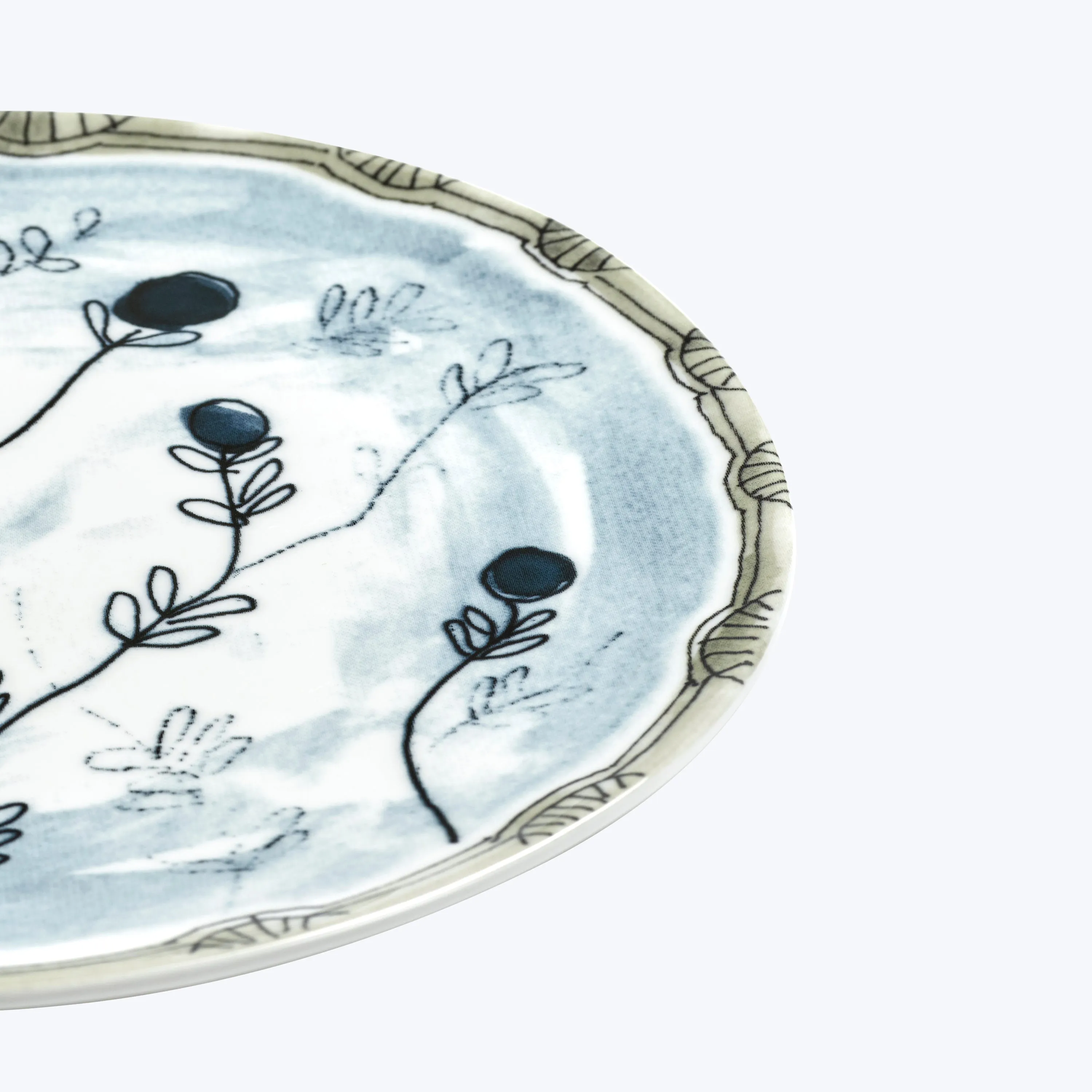 Midnight Flowers Dessert Plate