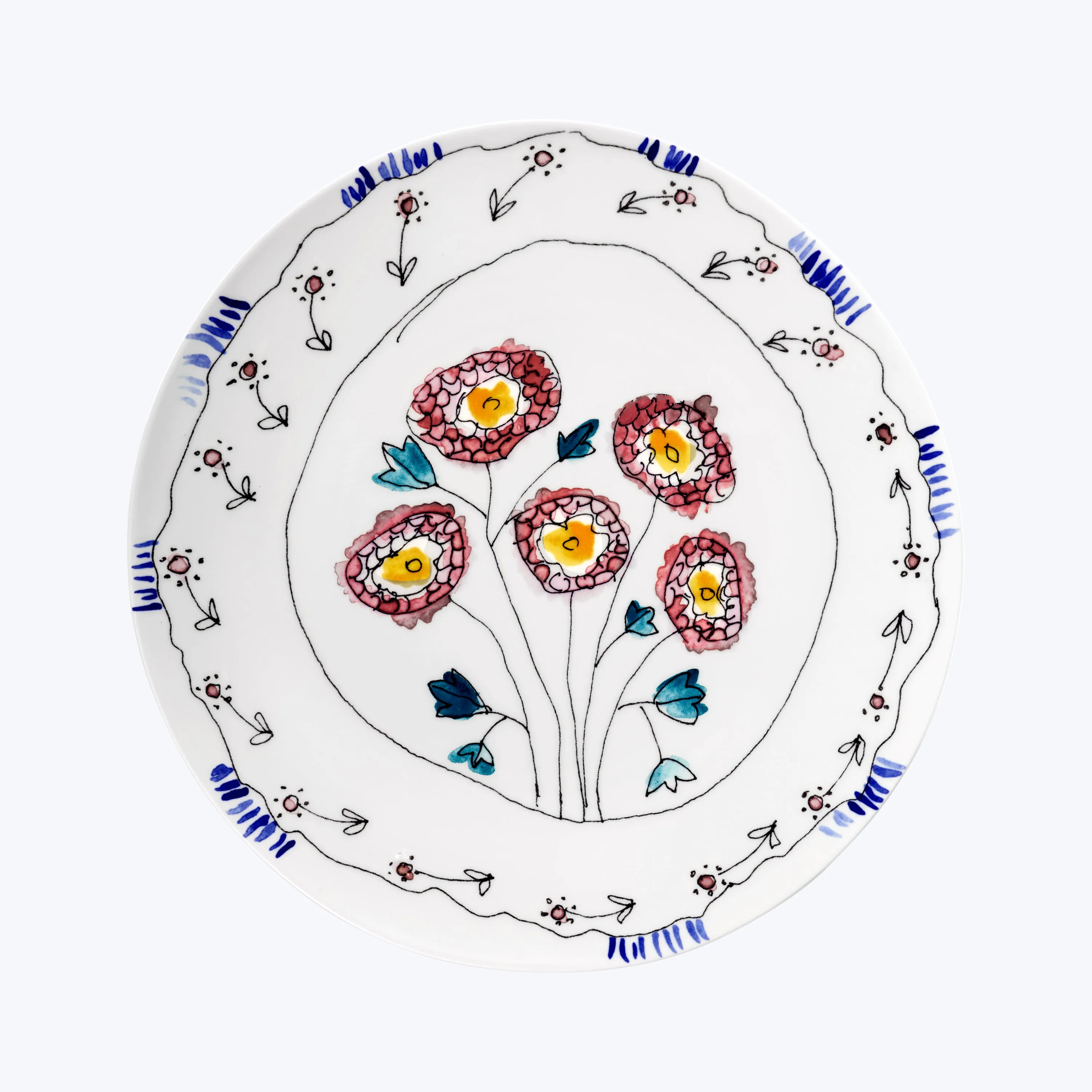 Midnight Flowers Large Round Serving Plate