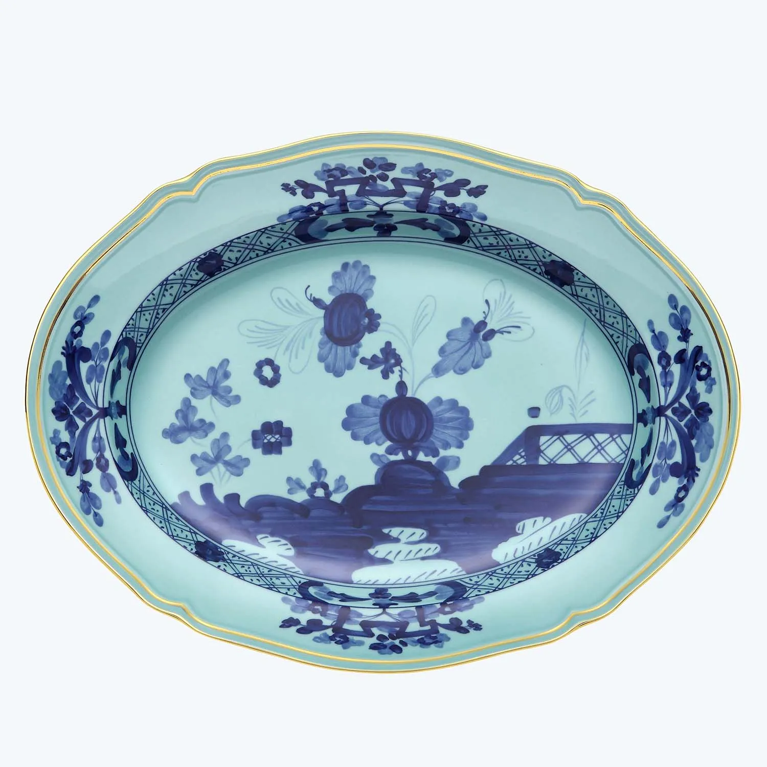 Oriente Iris Gold Oval Flat Platter