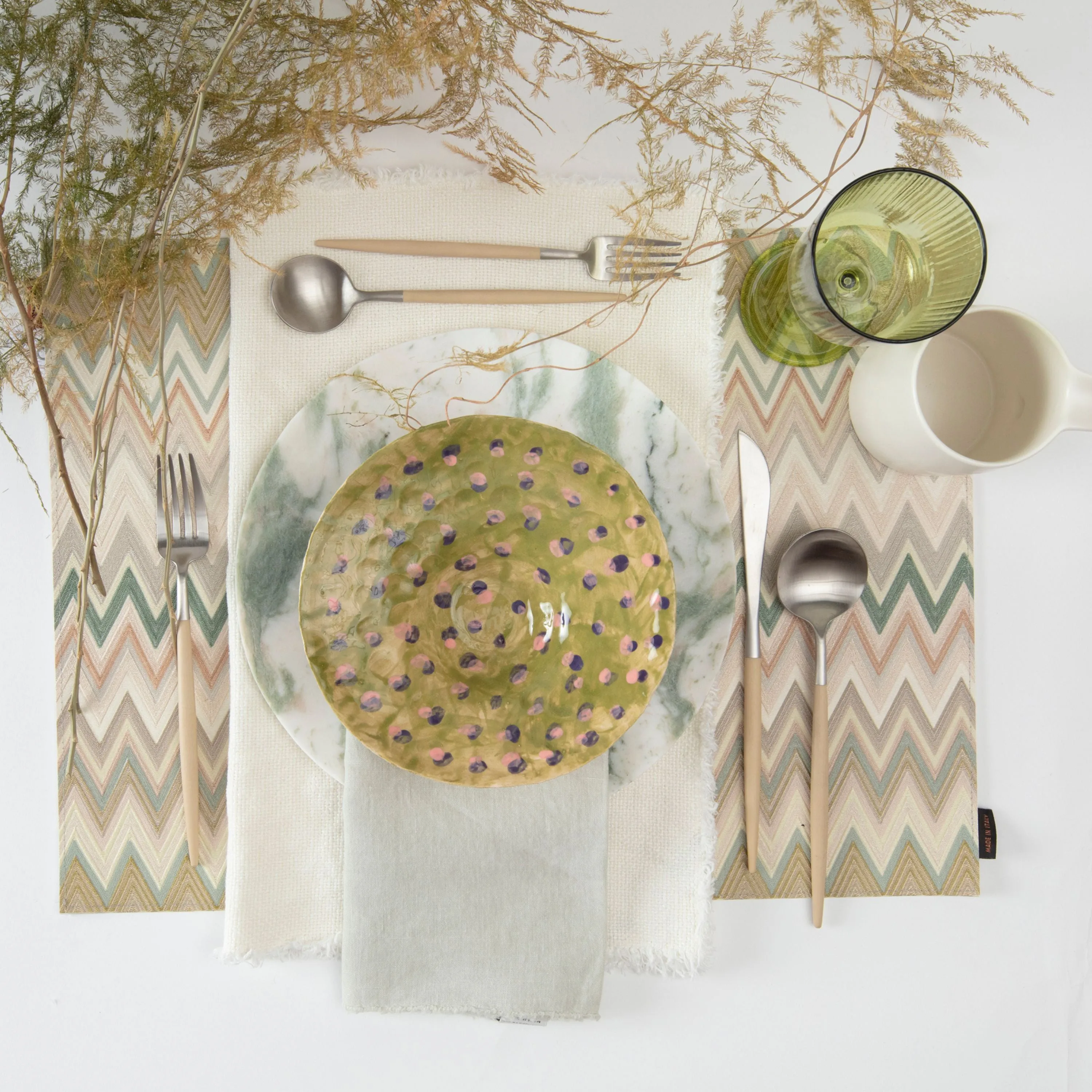 Papermat Placemats Set of 2, Silver White