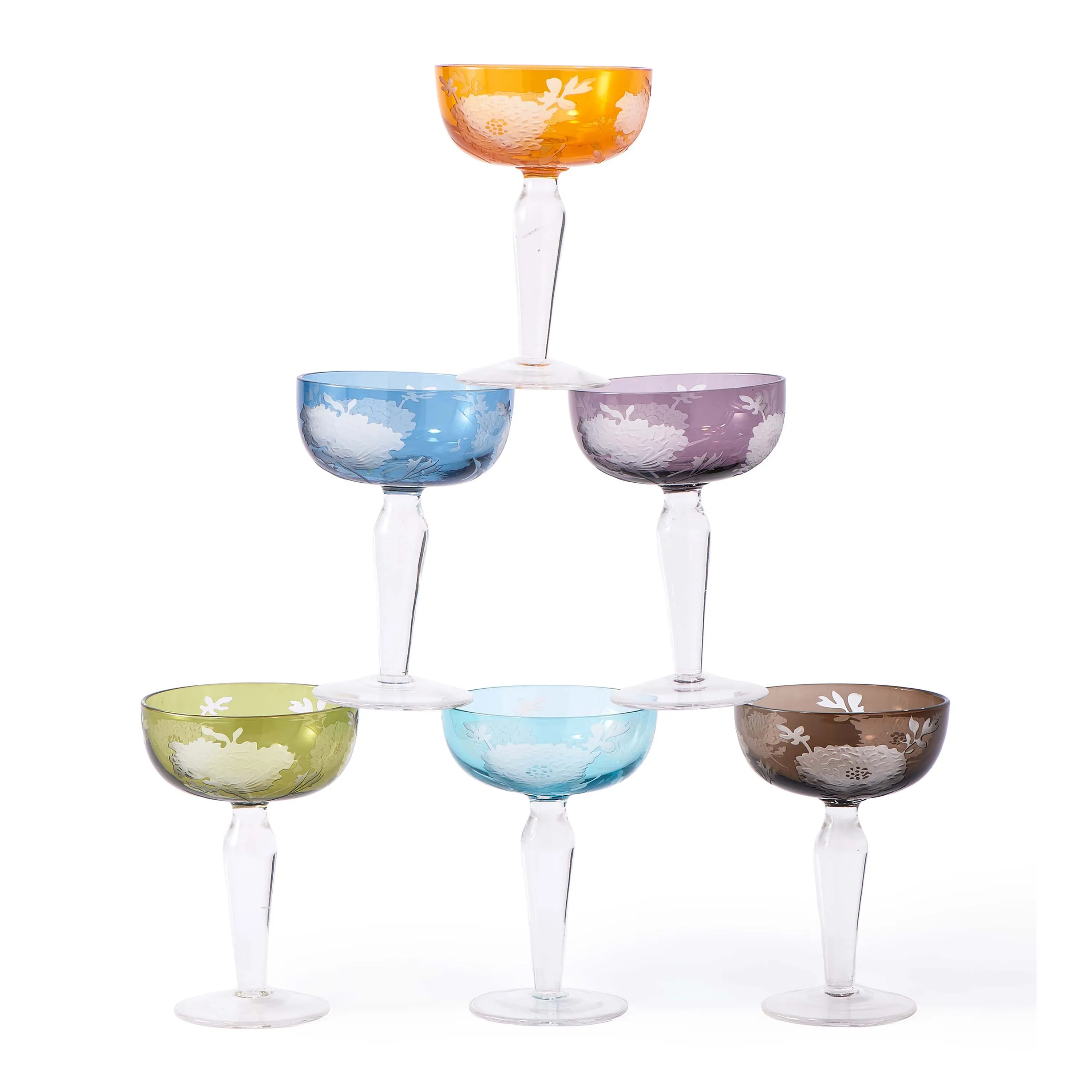 Peony Multicolor Coupe Glass (Set of 6)