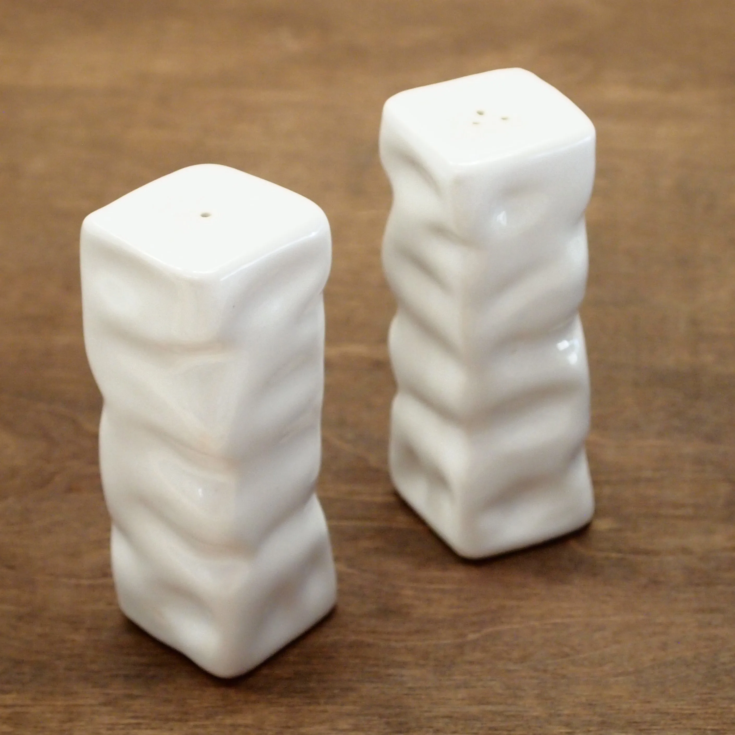 Square Ripple Salt and Pepper Shakers