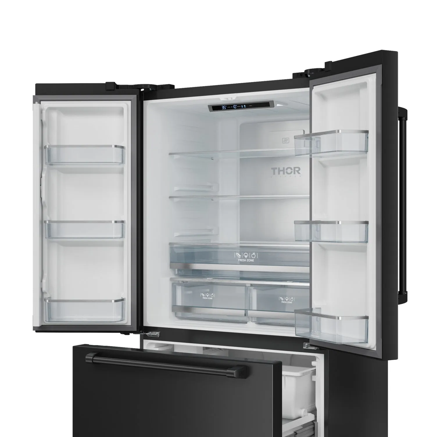 Thor Kitchen Matte Black French Door Counter-Depth Refrigerator with Ice Maker| Gordon Ramsay Collection (20.3 cu.ft.) - RF3621CTD00