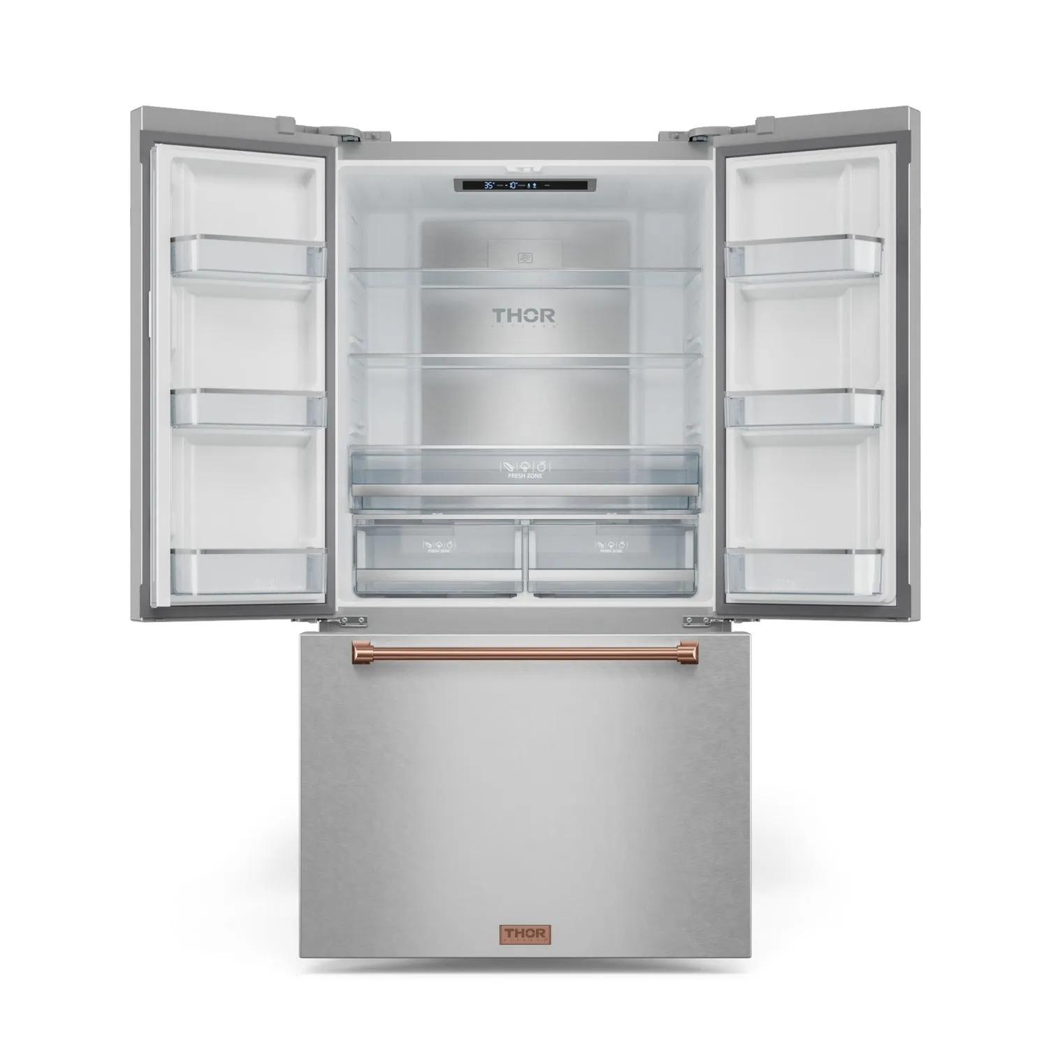 Thor Kitchen Stainless Steel French Door Counter-Depth Refrigerator with Ice Maker| Gordon Ramsay Collection (20.3 cu.ft.) - RF3621CTD99-RSG